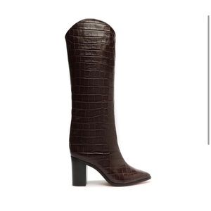 Schultz Maryana Block Heel Boot in Dark Brown